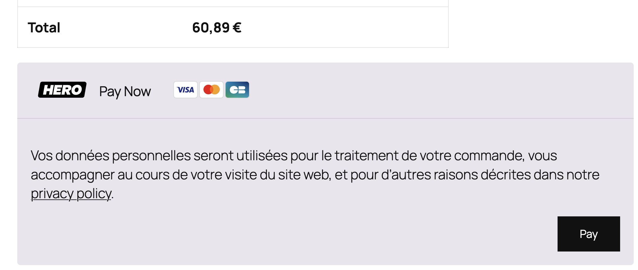 Option méthode de paiement Hero