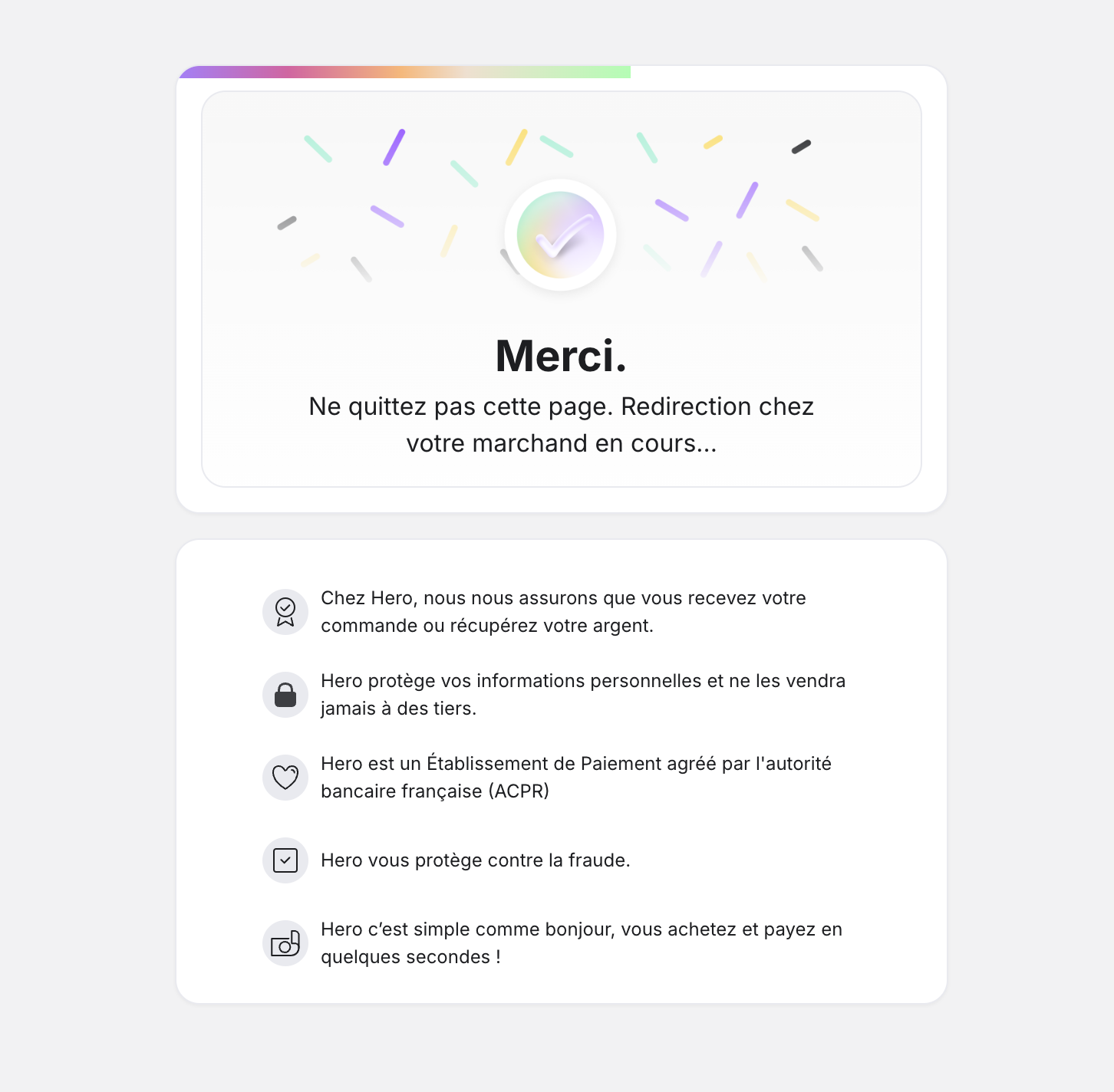 Confirmation d'achat